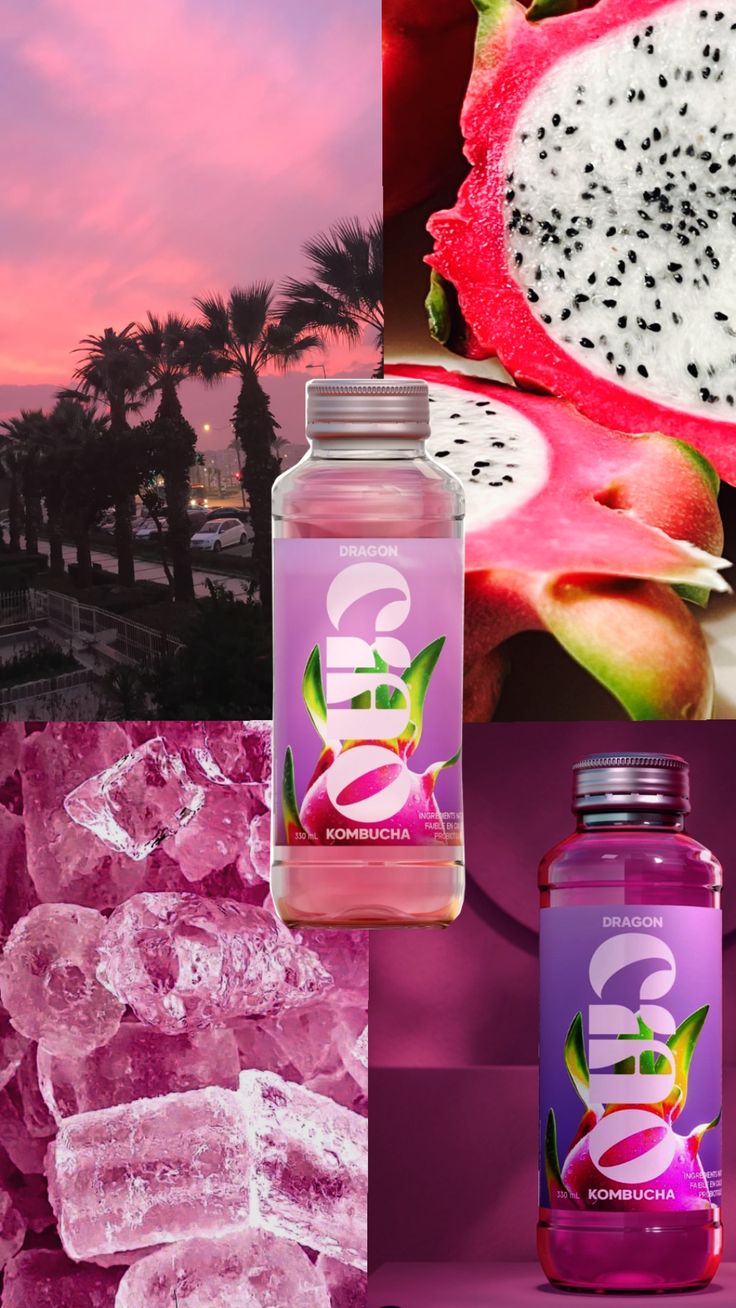 Ambiance Dragon : ciel rose, fruit du dragon, glace