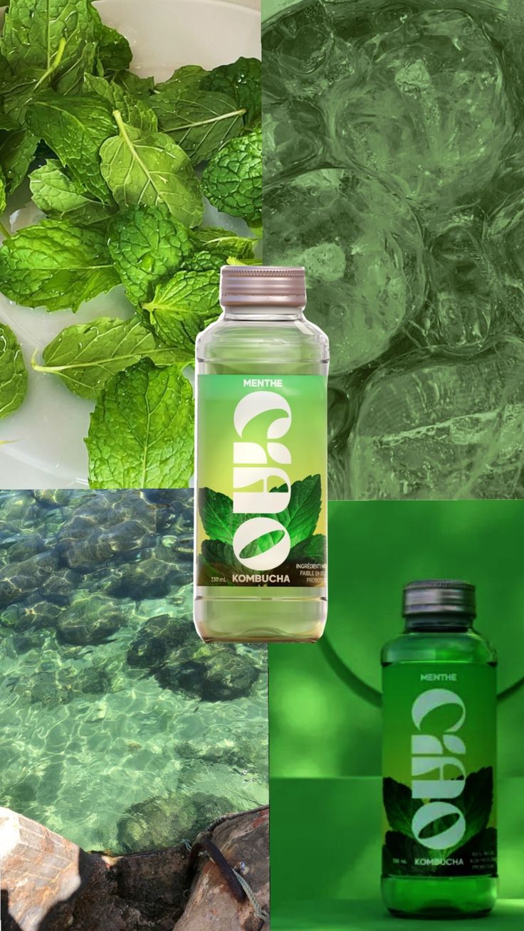 Ambiance Menthe : feuilles de menthe, eau claire